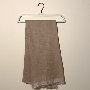 Elegant Tan Shawl with Fringe